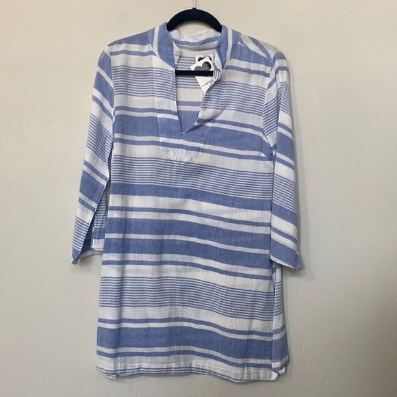 Mudpie Blue & White Striped Tunic Coverup - Picture 1 of 5